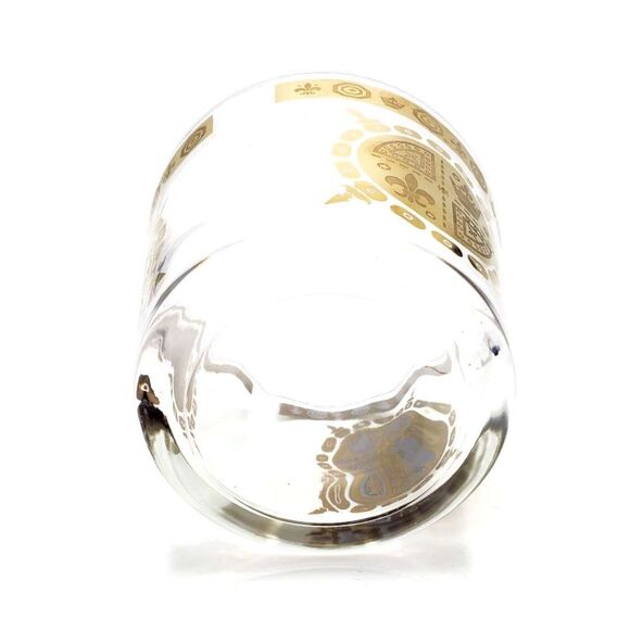 Vintage Gold Glass Ice Bucket Vito Bari Fleur de Lis Design Hollywood MCM Decor - Picture 4 of 6